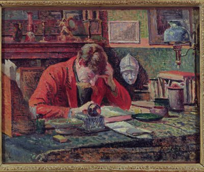 Emile Verhaeren (1855-1916) in seinem Arbeitszimmer, ca. 1897 von Maximilien Luce